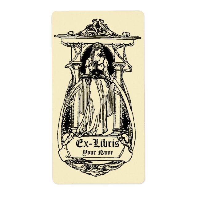 Etiqueta Art Nouveau Cartouche Ex Libris Modelo (Frente)