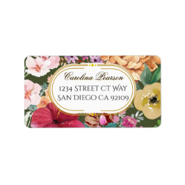 Etiqueta Art Nouveau Floral Calligraphy Address