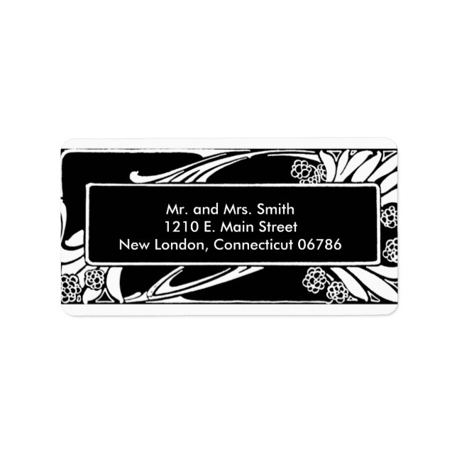 Etiqueta Art Nouveau Preto e Branco (Frente)