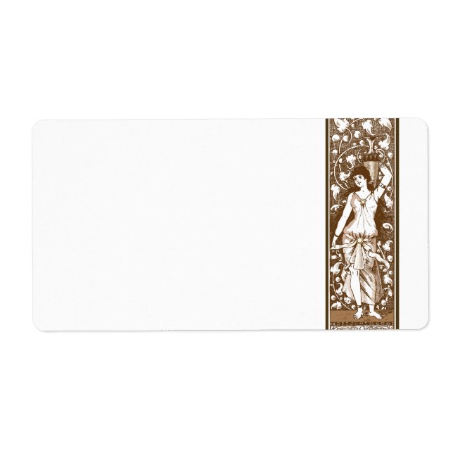 Etiqueta Art nouveau sepia girl com urna (Frente)