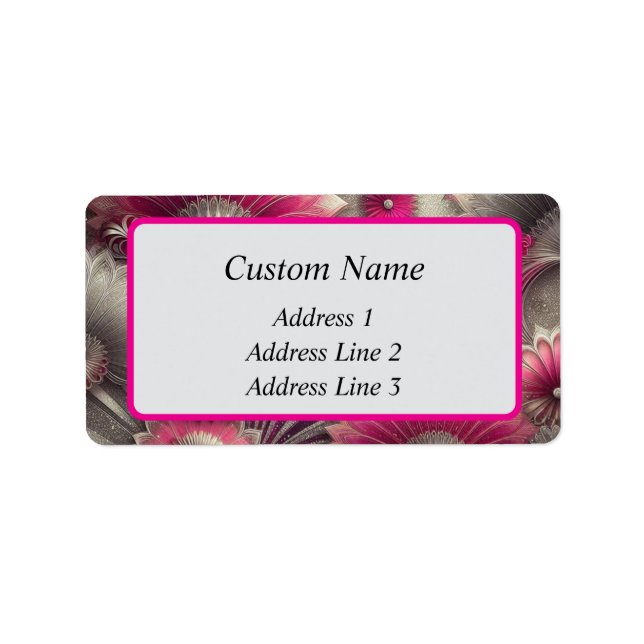 Etiqueta Art Nouveau Ventiladores rosa e prateados (Frente)