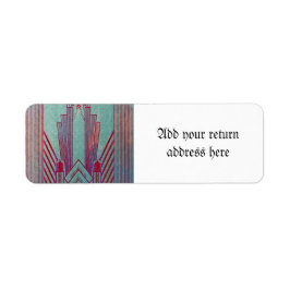 Etiqueta Art nouveau, vermelho, teal, verde, vintage, art d