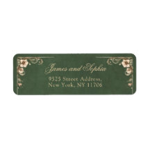 Art Nouveau Vintage Emerald Wedding Address Label