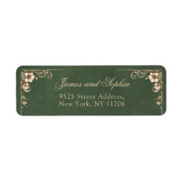 Etiqueta Art Nouveau Vintage Emerald Wedding Address Label