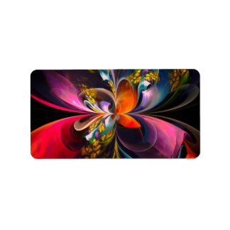 Etiqueta Arte abstrata floral moderna padrão vermelho e azu