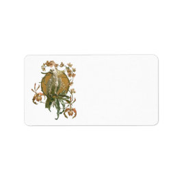 Etiqueta Arte Antiga Moderna, Papagaio, Flores de Orquídea