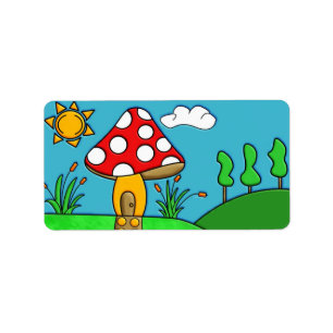 Etiqueta Arte Caprichosa de Fungos da Floresta