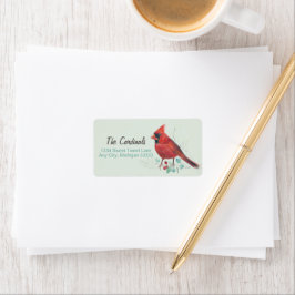 Etiqueta Arte de Aquarela Cardinal Vermelha norte