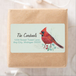 Etiqueta Arte de Aquarela Cardinal Vermelha norte