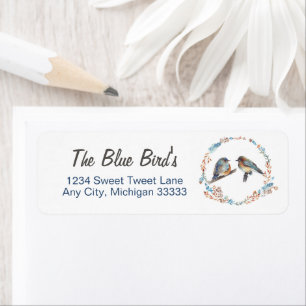 Etiqueta Arte de Casal Bluebird de Cores Aquáticas Adoráv