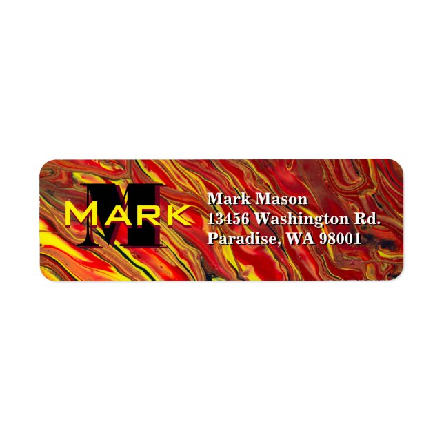 Etiqueta Arte de Fluxo Acrílico Vermelho Fiery (Frente)