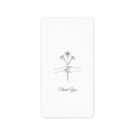 Etiqueta Arte de Linha Minimalista Mãos & Flores Agradecime