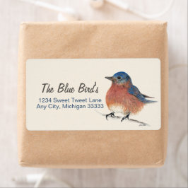 Etiqueta Arte do Lápis de Aquarela do Bluebird