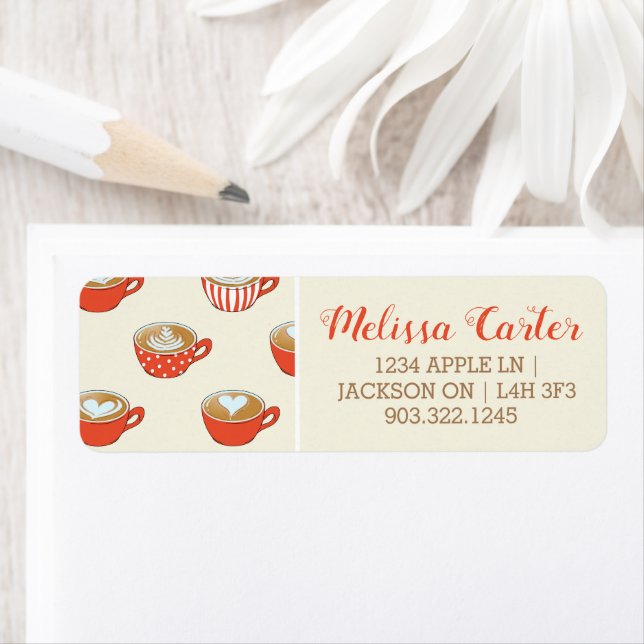 Etiqueta Arte Látea no Padrão Vermelho de Lágrimas de Café (Insitu)