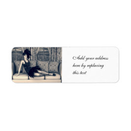 Etiqueta Arte Mulher Flapper Art Déco Azul Vintage