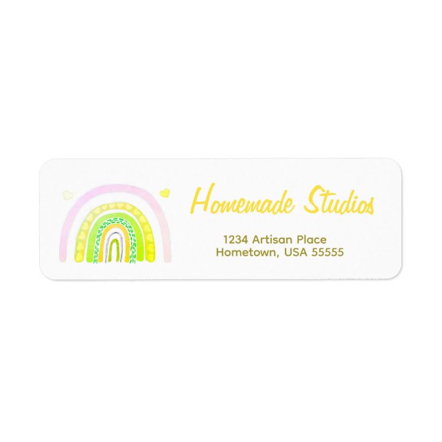 Etiqueta Artisan Rainbow 'Happiness is Homemade'  (Frente)