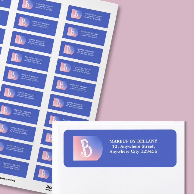 Etiqueta Artista de Maquiagem do Monograma com Gradiente Co (Criador carregado)