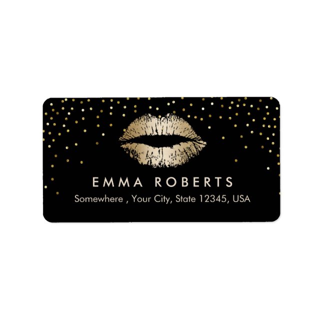 Etiqueta Artista Dourado Lábios Confetti Beauty Salon (Frente)