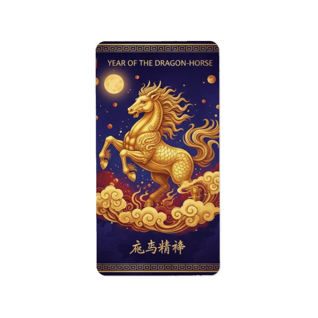 Etiqueta Artistic Dragon-Horse 2026 Lunar New Year Card (Frente)