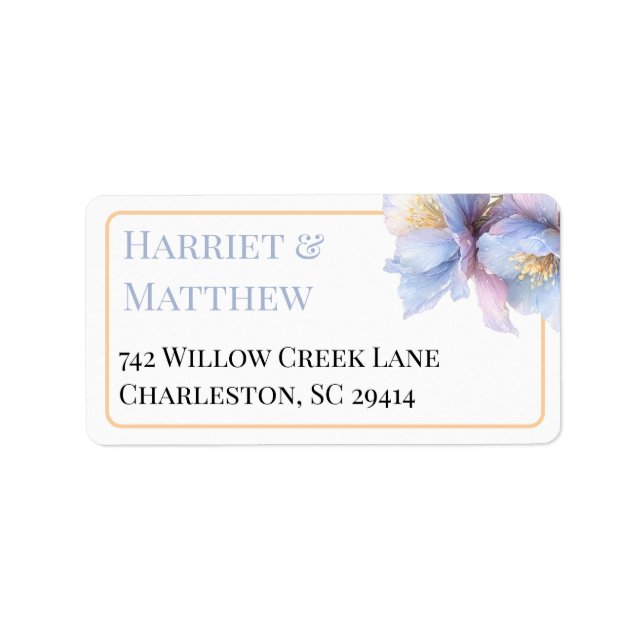 Etiqueta Artistic Pastel Botanical Florals Wedding (Frente)
