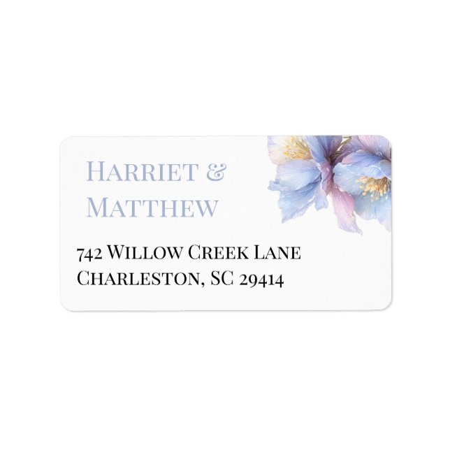 Etiqueta Artistic Pastel Botanical Florals Wedding (Frente)