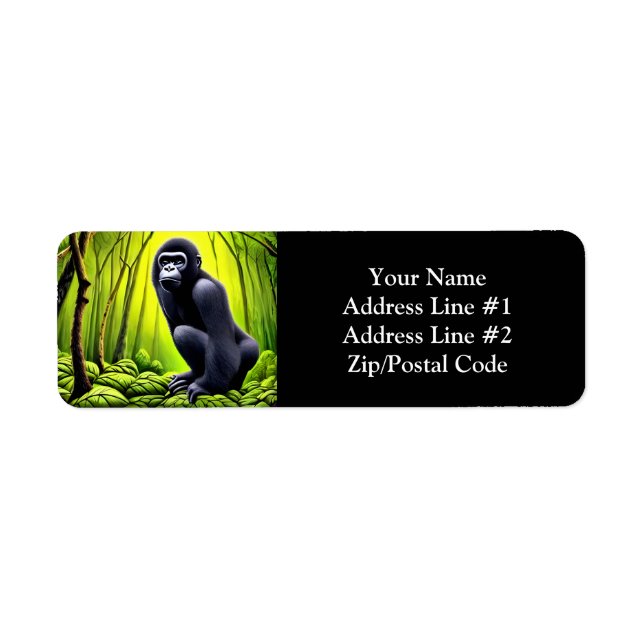 Etiqueta Artsy Abstrato Jungle Gorilla (Frente)