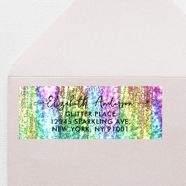 Etiqueta Artsy Colorida Faux Rainbow Glitter Brussel Traços
