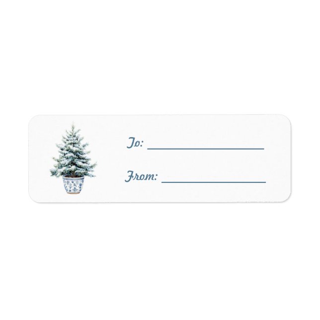 Etiqueta Árvore Azul de Natal  (Frente)