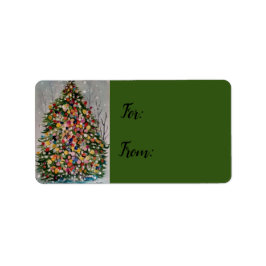 Etiqueta Árvore colorida de Natal.