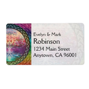 Etiqueta Árvore da tranquilidade de vida em cores do