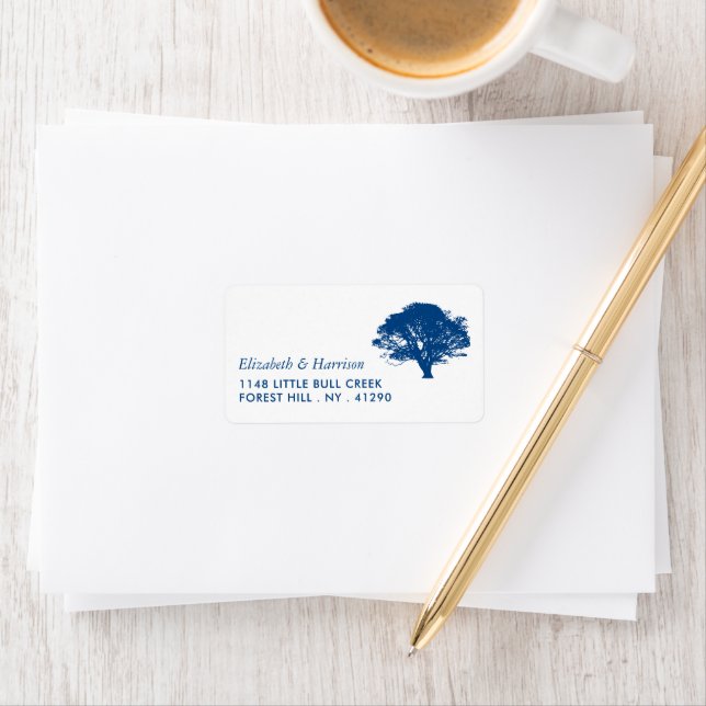 Etiqueta Árvore de Carvalho Azul, Casamento Rústico e Minim (Insitu)