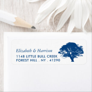 Etiqueta Árvore de Carvalho Azul, Casamento Rústico & Minim