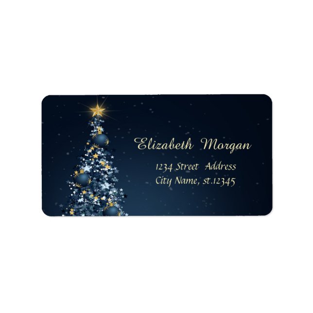 Etiqueta Árvore de Natal Azul, Férias de Ornamento (Frente)