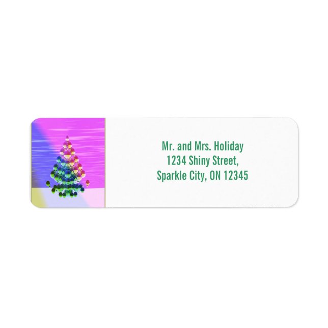 Etiqueta Árvore de Natal brilhante (Frente)