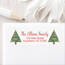 Etiqueta Árvore de Natal de Aquarela