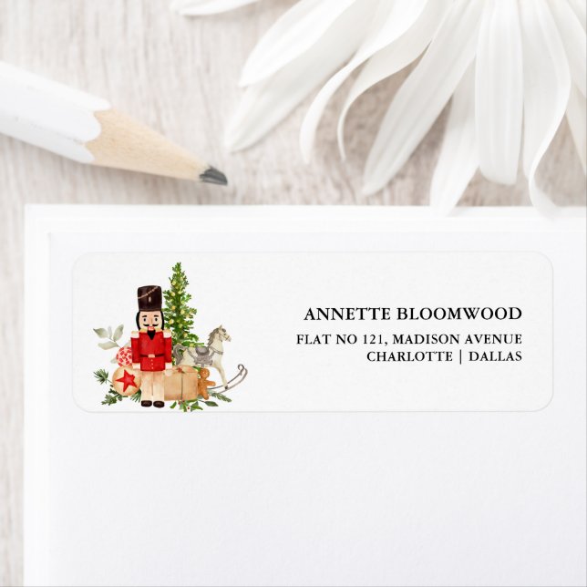 Etiqueta Árvore de Natal de Aquarela | Holiday Nutcracker (Insitu)