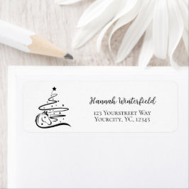 Etiqueta Árvore de Natal de Cavalo, preto e branco, Equestr