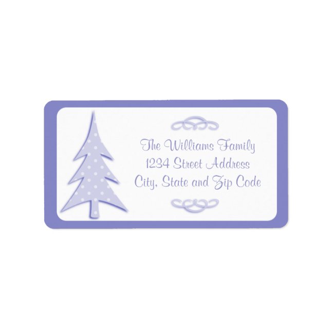 Etiqueta Árvore de Natal de Padrão Bolinhas Roxo (Frente)