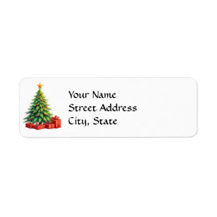 Etiqueta Árvore de Natal Decorada,