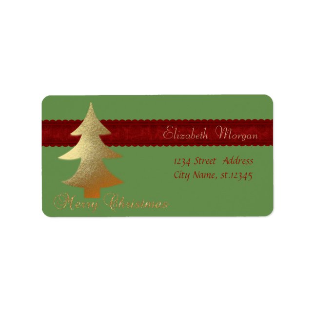 Etiqueta Árvore de Natal Dourada Elegante e Sofisticada (Frente)