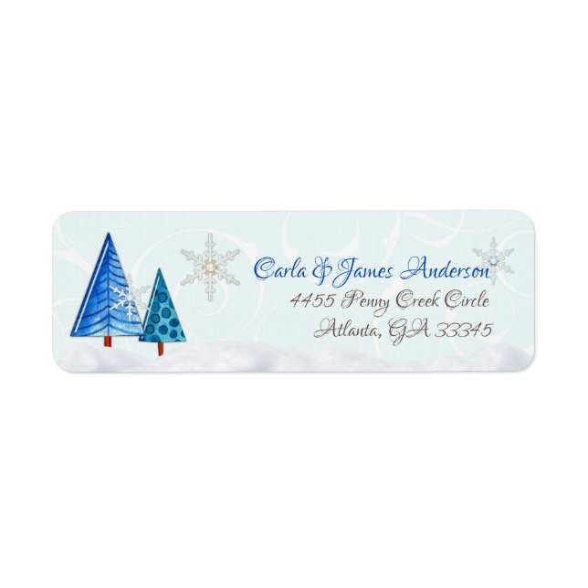 Etiqueta Árvore de Natal e Floco de Neve (Frente)