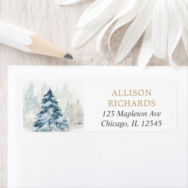 Etiqueta Árvore de Natal e inverno de neve (Insitu)