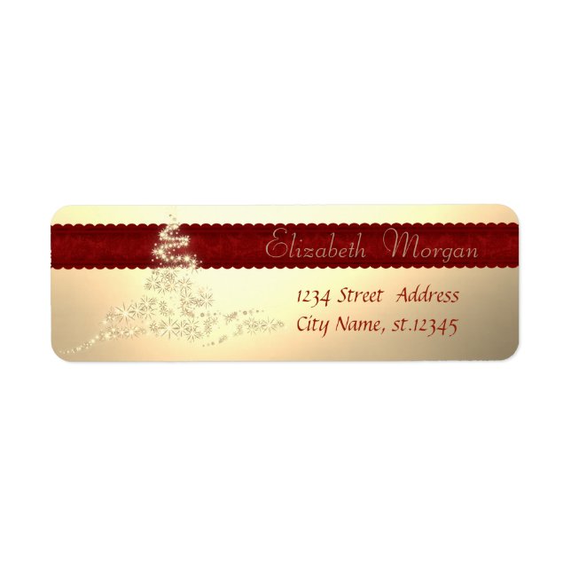 Etiqueta Árvore de Natal Elegante e Sofisticada, Dourado Fa (Frente)