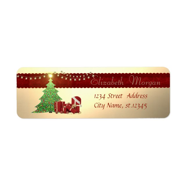 Etiqueta Árvore de Natal Elegante,Presentes de Natal (Frente)