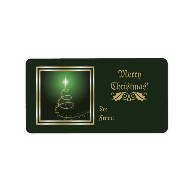 Etiqueta Árvore de Natal em abstrato verde brilhante (Frente)