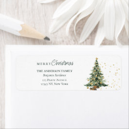 Etiqueta Árvore de Natal em Aquarela Elegante