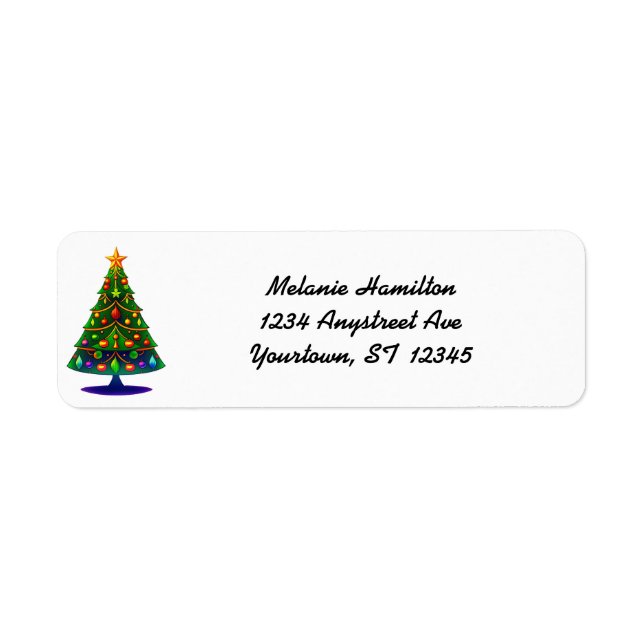 Etiqueta Árvore de Natal Estilizada Retrô (Frente)