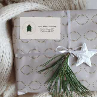 Etiqueta Árvore de Natal Festiva Moderna