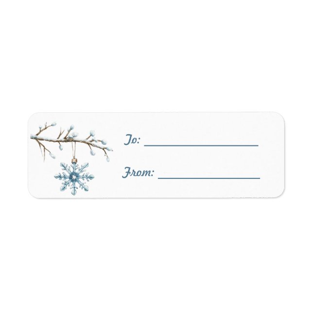 Etiqueta Árvore de Natal Floco de Neve Azul  (Frente)