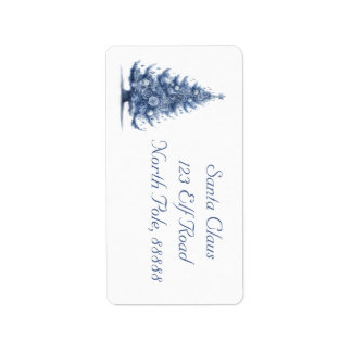 Etiqueta Árvore de Natal personalizada Delft Azul e Branco